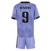 Real Madrid Fotbollströjor Barn 2022-23 Karim Benzema 9 Borta Matchtröja..